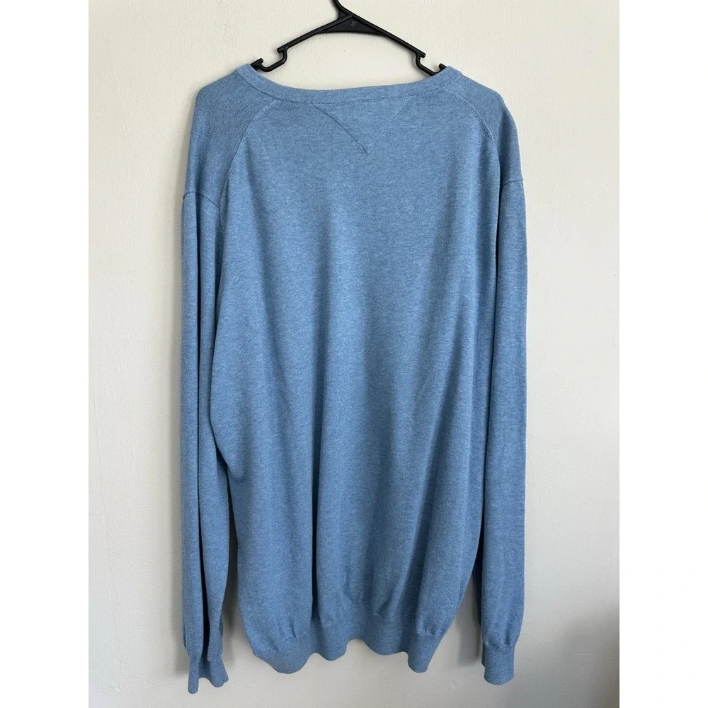 Tommy Hilfiger 3XL Premium Pima Cotton V-Neck Light Blue Sweater Big & Tall